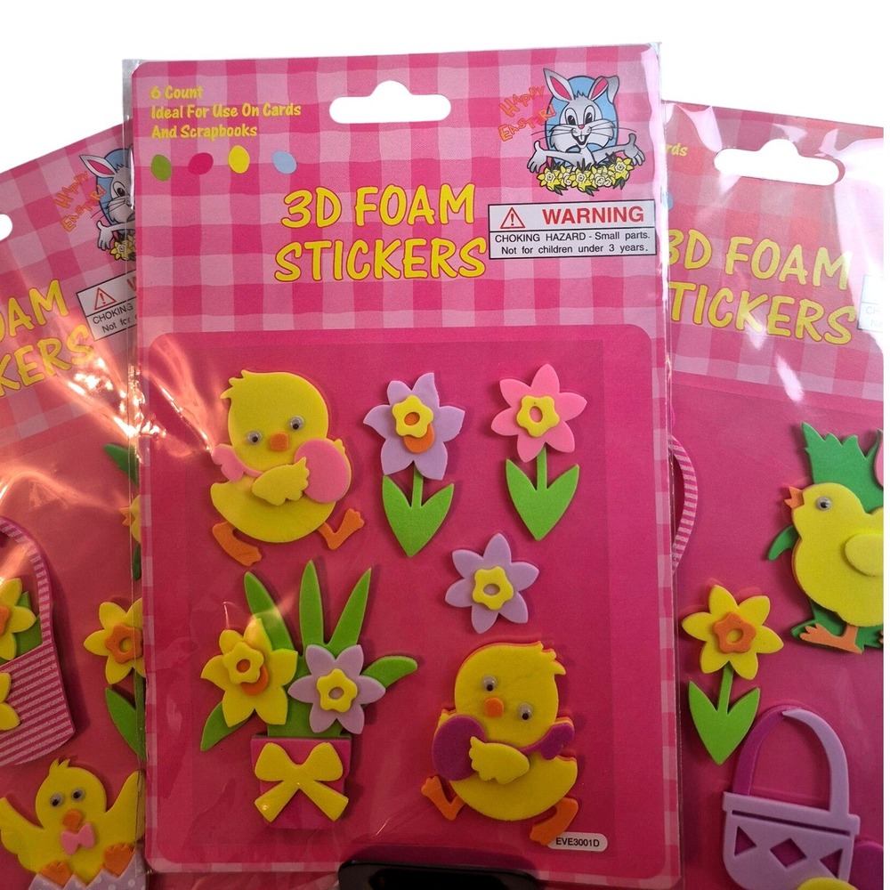 Easter 3D‎ Foam Stickers Chicks Flowers 3 Pack EVE3001D
